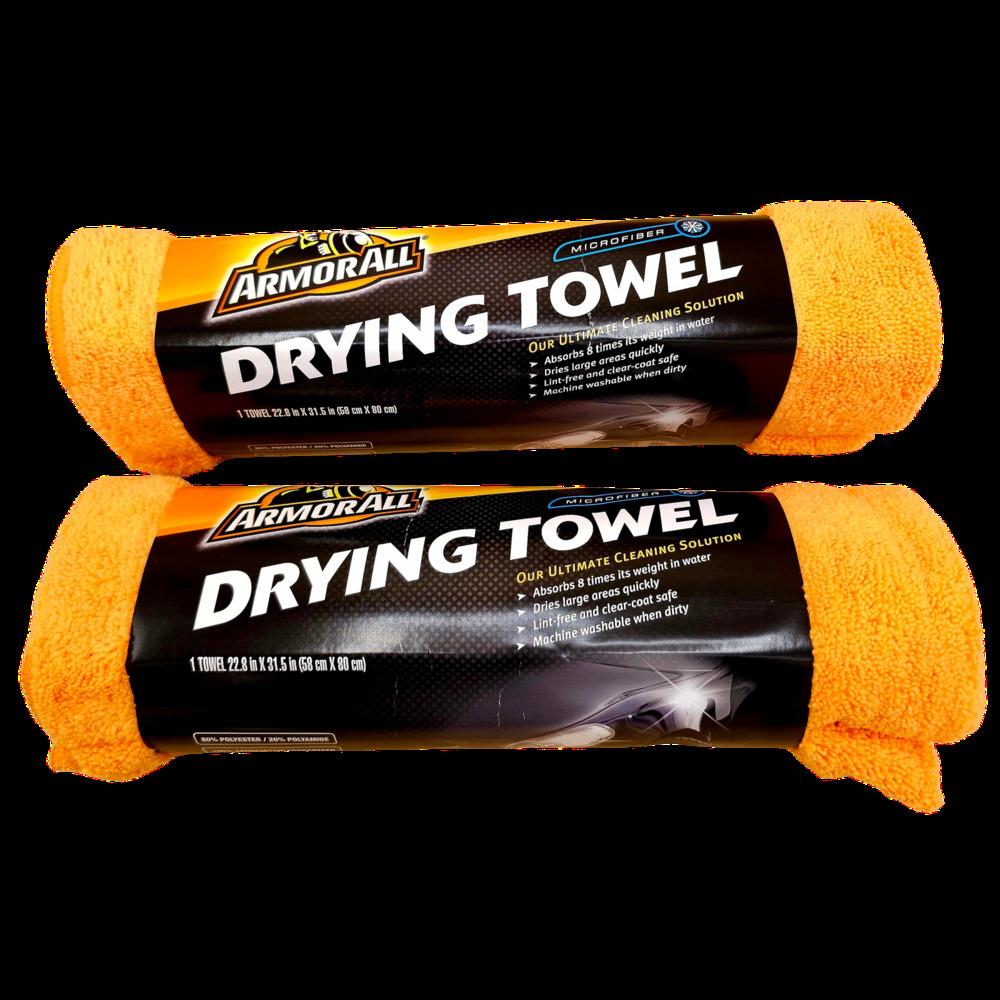 (2) Armor All Microfiber Drying Towels Large 22x31 Lint-Free 8X Water Absorption